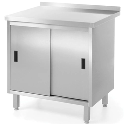 Table, kitchen worktop with steel cabinet, sliding doors 80x60cm - Hendi 811641