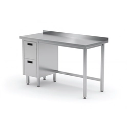 Table traiteur en acier inoxydable avec 2 tiroirs 140x60x85 Polgast 123146