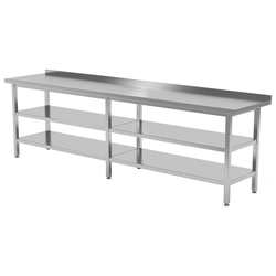 Table traiteur en inox avec 2 étagères 260x70x85 Polgast 103267/2-6