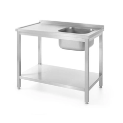 Table with one sink with shelf - right - screwed 800x600x (H) 850