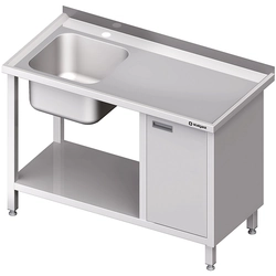 Table with sink 1-kom (L) with cabinet + shelf 100x70 | Stalgast