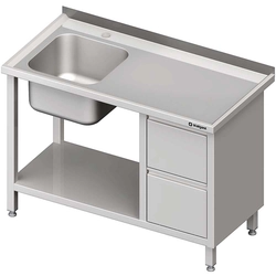 Table with sink 1-kom.(L), with two drawer block and shelf 1400x600x850 mm