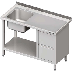 Table with sink 1-kom.(L), with two drawer block and shelf 1800x600x850 mm