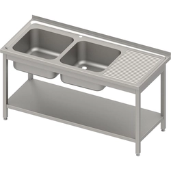 Table with sink 2-kom.(L), with shelf 1800x600x850 mm screwed, embossed top | Stalgast