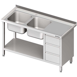 Table with sink 2-kom.(L), with three drawer block and shelf 1600x700x850 mm