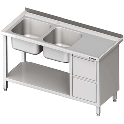 Table with sink 2-kom.(L), with two drawer block and shelf 1400x600x850 mm