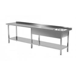 Table with sink and shelf - compartment on the right 2100 x 700 x 850 mm POLGAST 212217-6-P 212217-6-P