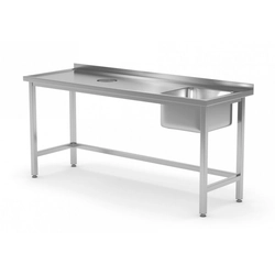 Table with sink and waste opening - compartment on the right 1900 x 600 x 850 mm POLGAST 236196-P 236196-P