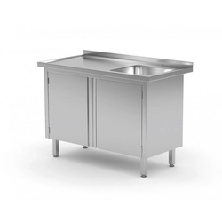 Table with sink, cabinet with hinged door - compartment on the right 1200 x 700 x 850 mm POLGAST 218127-P 218127-P