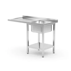 Table with sink, shelf and space for dishwasher or fridge - screwed HENDI right 1200x700x(H)850mm Basic variant