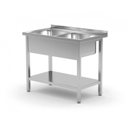 Table with two sinks and a shelf 1000 x 600 x 850 mm POLGAST 222106 222106