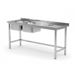 Table with two sinks and a waste opening - compartments on the left side 1500 x 700 x 850 mm POLGAST 246157-L 246157-L