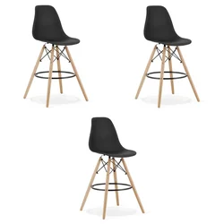 Tabouret LAMAL noir / pieds naturels x 3