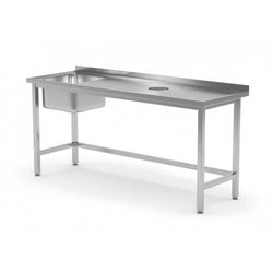 Tafel met spoelbak en afvalopening - vak links 1700 x 600 x 850 mm POLGAST 236176-L 236176-L