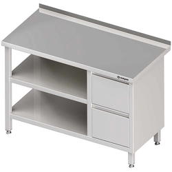 Tavolo da parete con due cassettiere (P) e ripiani 2-ma 1400x600x850 mm