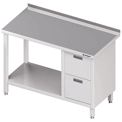 Tavolo in acciaio inox con cassettiera 2 (P) e ripiano 180x60 Stalgast