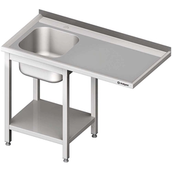 Tavolo in acciaio inox con lavello 1-kom.(L) spazio sottopiano 1300x700x900 | Stalgast