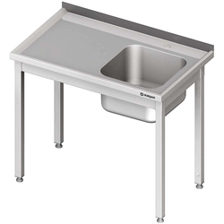 Tavolo in acciaio inox con lavello 1-kom.(P) 1300x600, ritorto | Stalgast