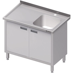 Tavolo in acciaio inox con lavello 1-kom.(P) porta battente 1300x600 | Stalgast