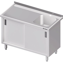 Tavolo in acciaio inox con lavello 1-kom.(P) porta scorrevole 1100x700 | Stalgast