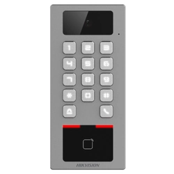 Terminal de control de accesos e intercomunicador con teclado y lector de tarjetas, resolución 2MP, Wi-Fi, RS485, Alarma - Hikvision - DS-K1T502DBWX-C