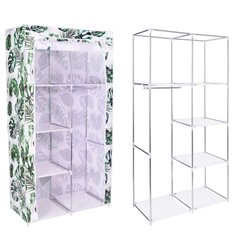 Textile cabinet with 6 MIRA Monstera shelves - white and green