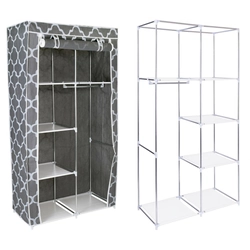 Textile cabinet with 6 shelves MIRA Morocco - gray and white