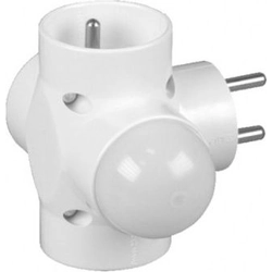 Timex Plug-in splitter 3-gniazda w/u med lampa vit R-48L