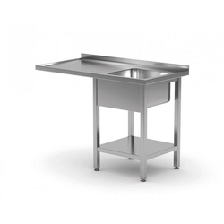 Tisch mit Spüle, Ablage und Platz für Geschirrspüler oder Kühlschrank - Fach rechts 1600 x 600 x 850 mm POLGAST 231166-P 231166-P