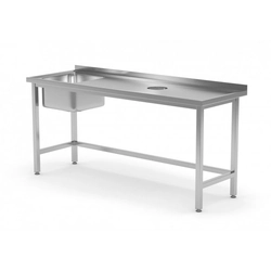 Tisch mit Spüle und Abfallöffnung - Fach links 1600 x 600 x 850 mm POLGAST 236166-L 236166-L