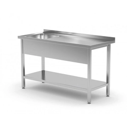 Tisch mit Spüle und Ablage - Fach links 900 x 600 x 850 mm POLGAST 212096-L 212096-L