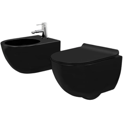 Toilet bowl Carlo Mini Black Mat + Bidet Carlo Black