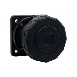 Toma de corriente panel recto 63A/5P 380V-415V /FE/ IP67 negro F7.0173