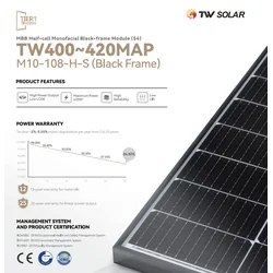 Tongwei TW410MAP-108-H-S 410W cornice nera