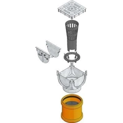 TOP X, caixa universal, prata, com conjunto de conexão, paredes frontais 2, tanque de decantação, sifão e instruções de montagem