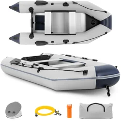 Tourist inflatable 5 passenger pontoon with oars and pump up to 403 kg black and white