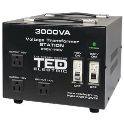 Transformador 230-220V para 110-115V 3000VA/2400W com alojamento TED000248