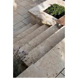 Travertine on the stairs stair tiles 120x30 stone structure