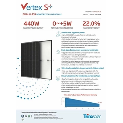 Trina 435W N-típusú panel fotovoltaikus panel PV modul PV Trina Vertex S+ TSM-435-NEG9R.28 fekete keret 435W 435 W