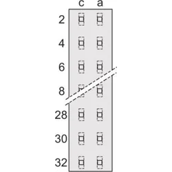 TRITON SCHROFF tips D, EN 60603, DIN 41612, sieviešu, 32 kontakti, lodēšanas uzgaļi, 5,5 mm