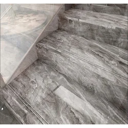 Tvrdá šedá grafitová dlažba na schody 120x30 MARBLE-LIKE vysoký lesk