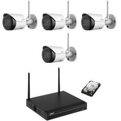 Überwachungssystem 4 Dahua WiFi IP-Kameras 4MP, IR 30m, 2.8mm, Personenerkennung, Kartensteckplatz, Mikrofon, NVR 4 Kanäle 4K WiFi, Festplatte 1TB
