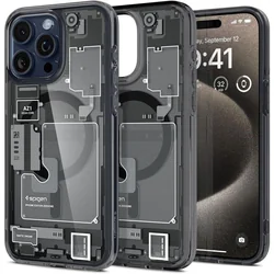 Ultra Hybrid Mag case with MagSafe for iPhone 15 Pro Max, gray and black
