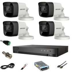 Ultra profesjonalny system monitoringu wideo Hikvision 4 Kamery Ultra HD 8MP 4K, DVR 4 kanałów, pełne wyposażenie, internet na żywo