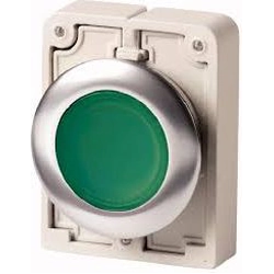 Unidad de botón Eaton 30mm verde plano con retroiluminación y retorno automático (182927)