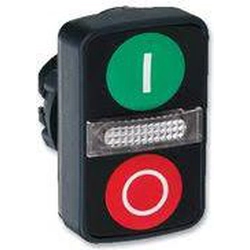 Unitate cu buton dublu verde/roșu Schneider Electric cu iluminare de fundal și autoretur (ZB5AW7A3740)