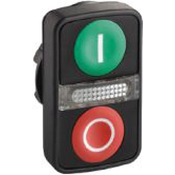 Unitate cu buton O-I dublu verde/roșu Schneider Electric cu iluminare de fundal și autoretur (ZB5AW7A3741)
