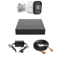 Uniview surveillance kit met 1 2 Megapixel camera, Infrarood 20M, Hybride DVR met 4 kanalen 2MP, Kabel, Voeding