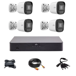 Uniview surveillance kit with 4 cameras 5 Megapixels, Infrared 20M, Hybrid DVR with 4 channels 5MP, accessories