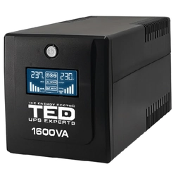 UPS 1600VA /900W Line Interactive LCD-display met stabilisator 4 TED UPS Expert schuko-uitgangen TED001597